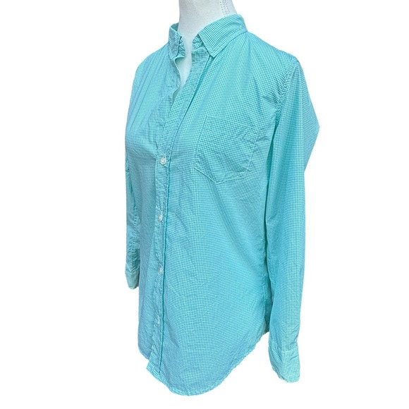 Frank & Eileen Women's Barry Button Down Shirt Aqua Green Gingham Cotton Medium - Picture 4 of 11
